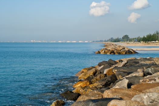 Among the rock defenses sea into coastal erosion.