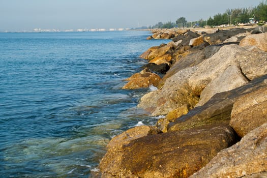 Among the rock defenses sea into coastal erosion.