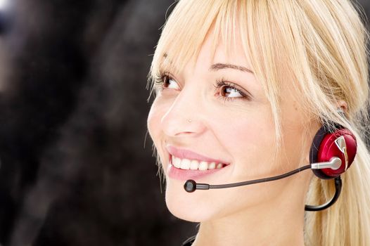 Blond woman as a telephone operator