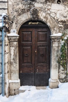 italian door in small village, Italy