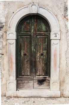 italian door in small village, Italy