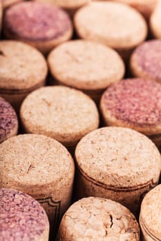 Closeup top view of wine corks