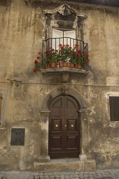 italian door in small village, Italy