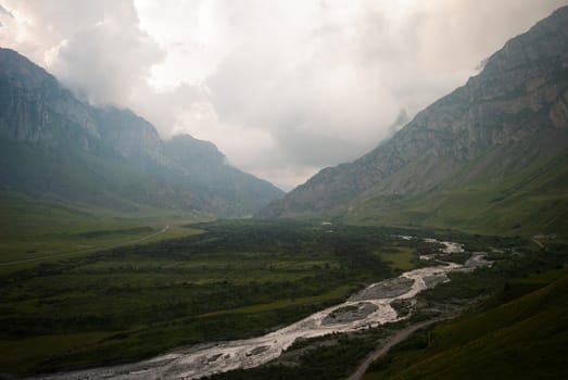 Caucasian mountains in Dargavs, North Ossetia, in summer