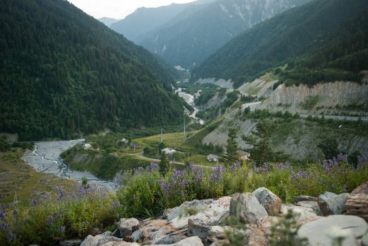 Caucasian Mountains in South Ossetia in summer