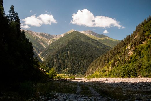 Caucasian Mountains in South Ossetia in summer