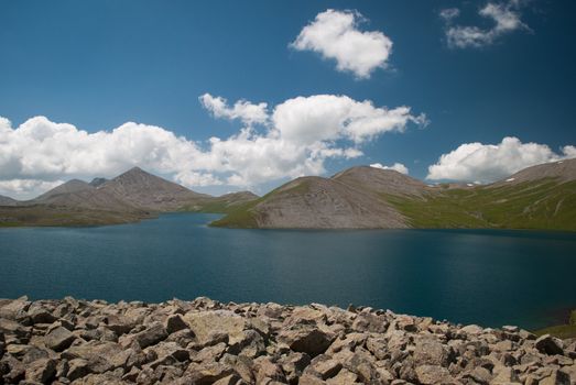 Kelitsad Lake view in summer, South Ossetia