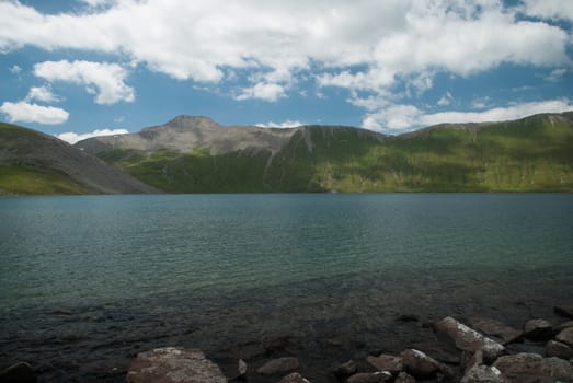 Kelitsad Lake view in summer, South Ossetia