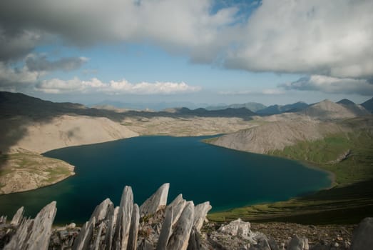 Kelitsad Lake view in summer, South Ossetia