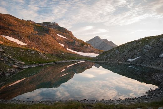 Mountain lake in Caucasian mountains in summer
