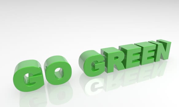 green go green 3d text font isolated on white.