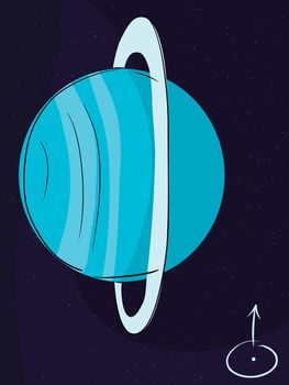 Planet Uranus with its rings in outer space