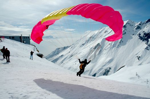 Sion, Switzerland - Paraplane in the Alpine mountains