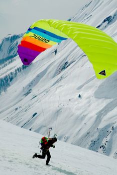 Sion, Switzerland - Paraplane in the Alpine mountains