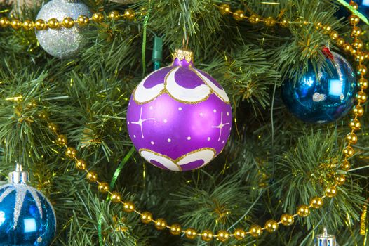 Christmas tree decoration with nice  balls.