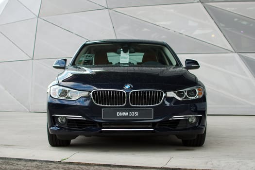 MUNICH - SEPTEMBER 19: New model BMW 335i at BMW Welt Expo center on September 19, 2012 in Munich.