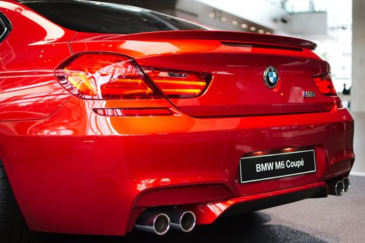 MUNICH - SEPTEMBER 19: New model BMW M6 Coupe at BMW Welt Expo center on September 19, 2012 in Munich.