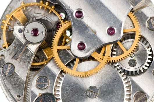 Detail of old wristwatch mechanism