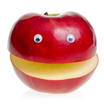 Funny fruit character Red Apple on white background