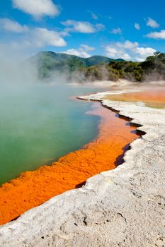 Champagne Pool at Wai-O-Tapu geothermal area in New Zealand