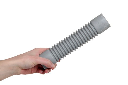 Hand holding corrugated pipe