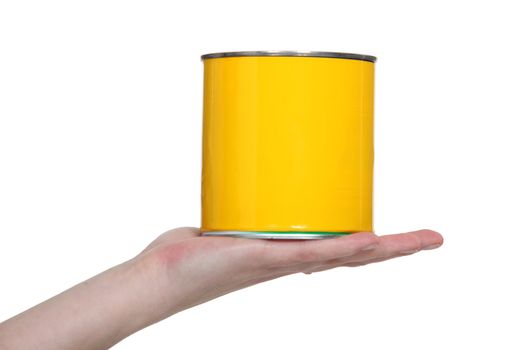 A can of yellow paint