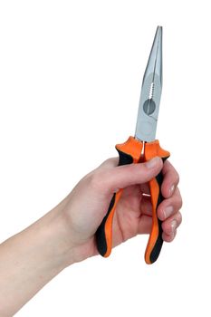 Hand holding pliers
