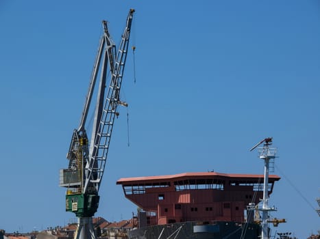 boat and crane in the shipyard