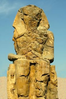 One of the two ruined statues of the Colossi of Memnon