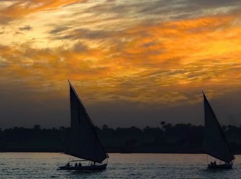 Sunset in Luxox on the Nile river