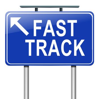 Illustration depicting a roadsign with a fast track concept. White background.