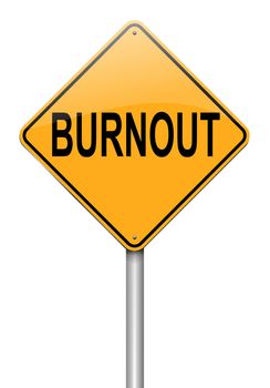 Illustration depicting a roadsign with a burnout concept. White background.