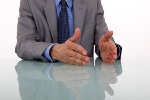 businessman hands gesturing while speaking