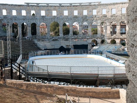 ice hockey in old roman colosseum in Pula