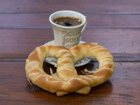 pretzel with morning coffee