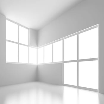 3d Illustration of White Modern Empty Room