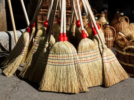 lot of nature brooms 