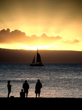 Sunset over the Pacific Ocean in beautiful Maui, Hawaii