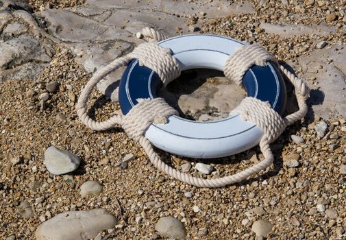 wooden safe belt on the beach