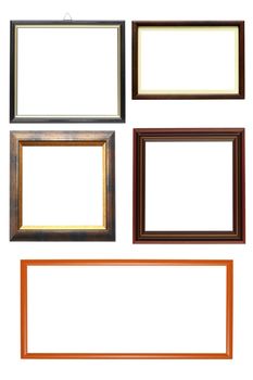 collections of wooden frames isolated over white background
