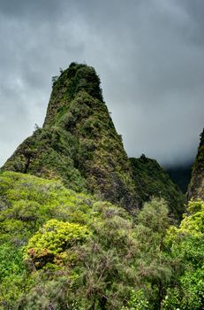 Beautiful Hawaiian landmark. Iao Needle at Iao Valley National Park Maui.