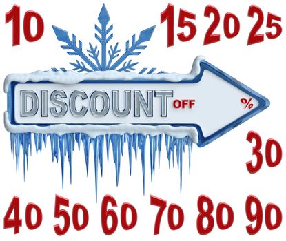 arrow shaped label / sticker for sales with big variety of discounts