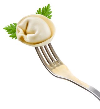dumplings on a fork