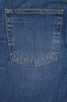 A denium blue jean pocket shot up close