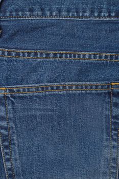 A denium blue jean pocket shot up close