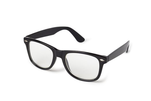 Photo of black nerd glasses isolated on white