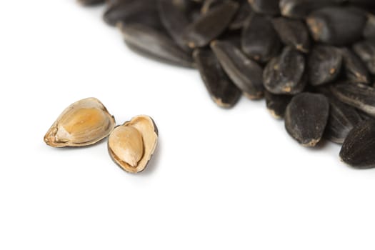 sunflower seeds isolated on white