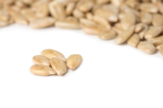 fresh sunflower seeds isolated on a white background