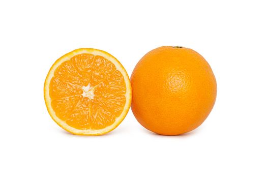 Sliced orange fruit isolated on white background