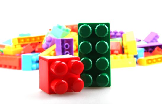 Plastic building blocks.